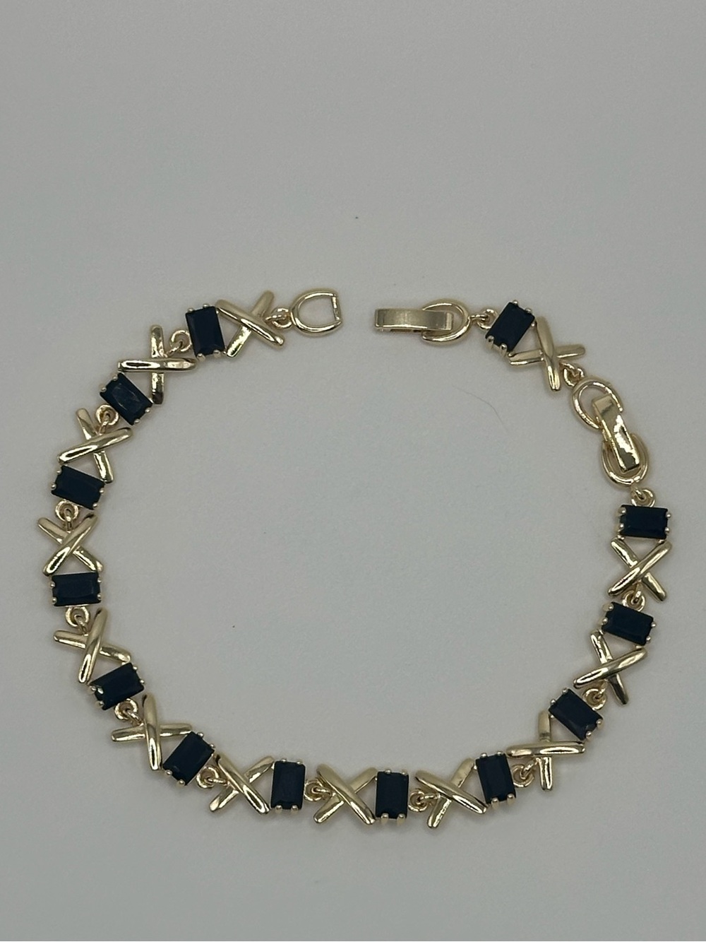 Gold Plated Bracelet with Black Stone Accents- XOXO Style